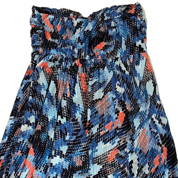 Soma Strapless Blue/PInk Tropicalcore Beach Abstract Print Swim Cover Up/Dress M - Picture 3 of 4